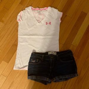 Size 3 Hollister shorts and xs Under Armour shirt